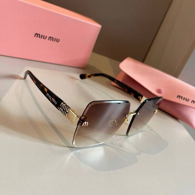 Miu Miu new sunglasses, high-end frameless sunglasses for women, UV protection,