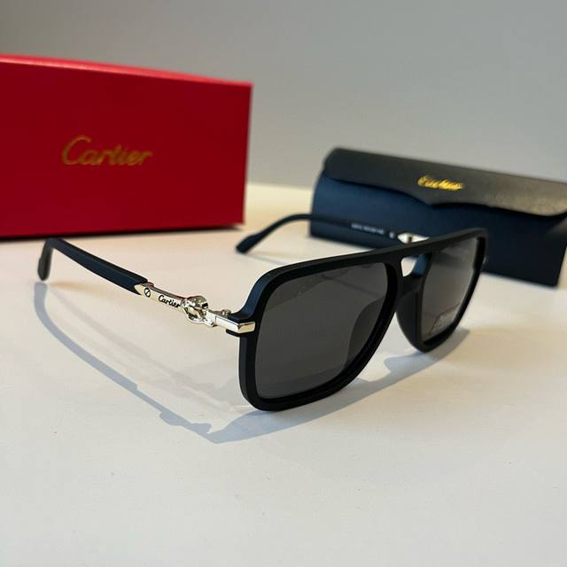 Cartier sunglasses with a minimalist iconic logo on the temples. Luxury craftsma