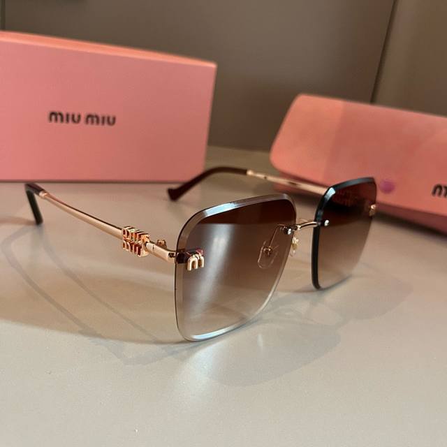Miu Miu new sunglasses, high-end frameless sunglasses for women, UV protection,