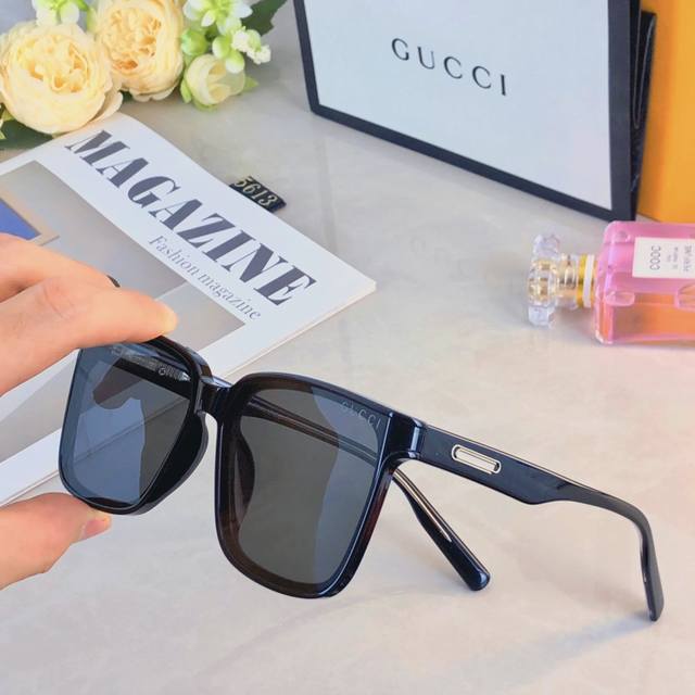 Gucc* New Korean Style Versatile Fashion Large Frame Anti-UV Sunglasses High-End