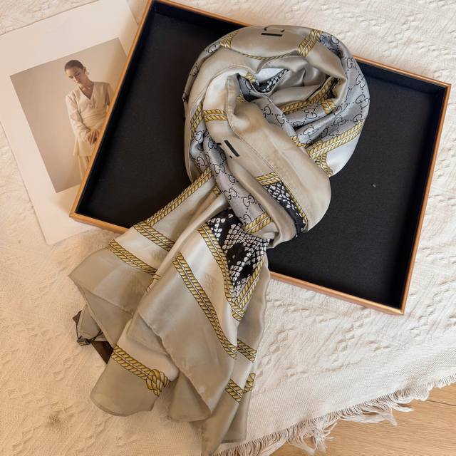 New Arrival! This new silk satin long scarf is truly breathtaking! The effect wh