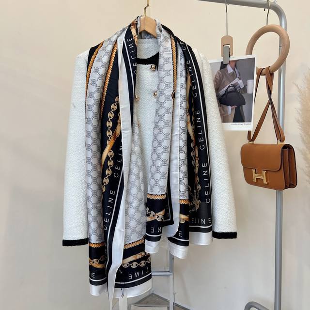 New Arrival! This new silk satin long scarf is truly breathtaking! The effect wh