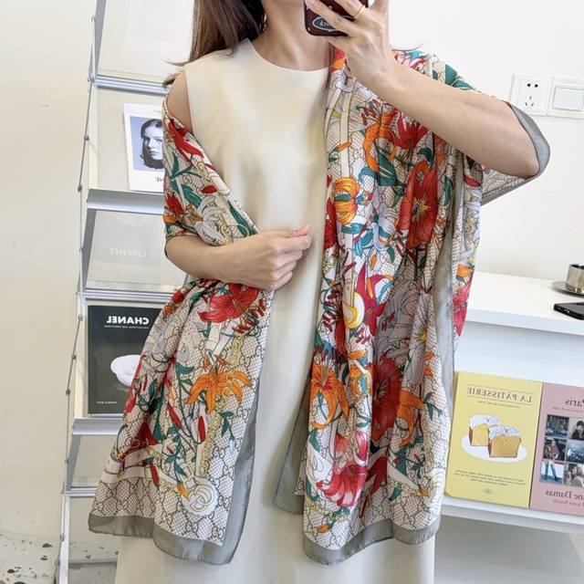 New Arrival! This new silk satin long scarf is truly breathtaking! The effect wh