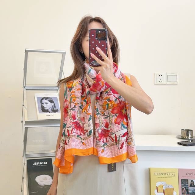 New Arrival! This new silk satin long scarf is truly breathtaking! The effect wh