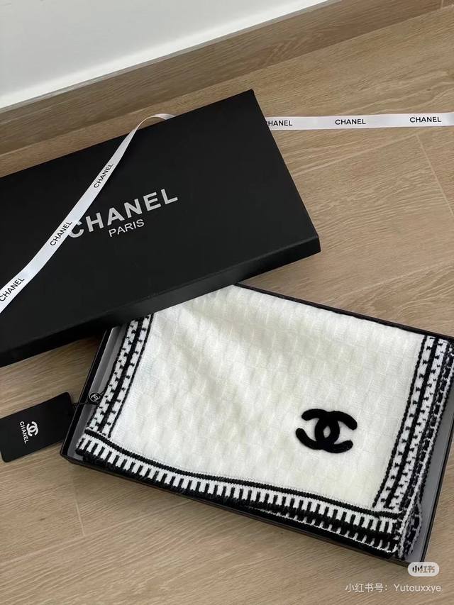 Chanel boutique new style lace-trimmed knitted long scarf, absolutely gorgeous!