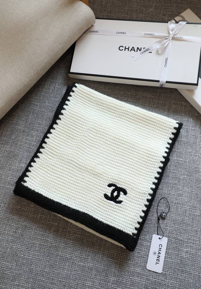 Chanel boutique new style lace-trimmed knitted long scarf, absolutely gorgeous!