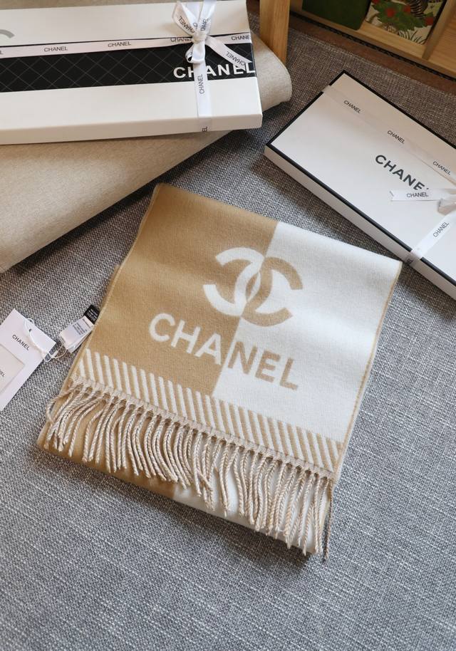 Chanel Classic Tricolor Two-Tone Scarf (Ddd) Original Label, Super Fine Two-Tone