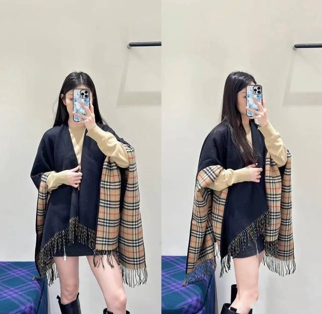 Burberry classic British check reversible cape shawl, super beautiful, this batc