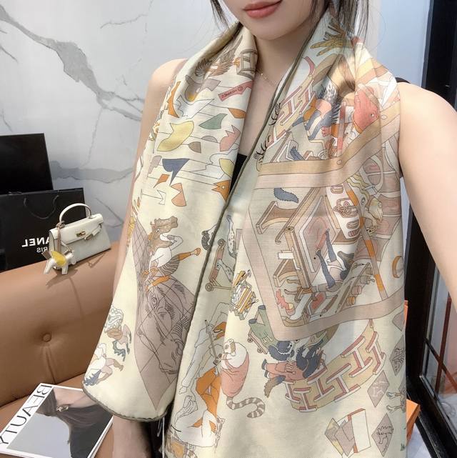 Hermes 2025 Fall/Winter Preview: Reversible Tonal Cashmere and Wool Circus Scarf