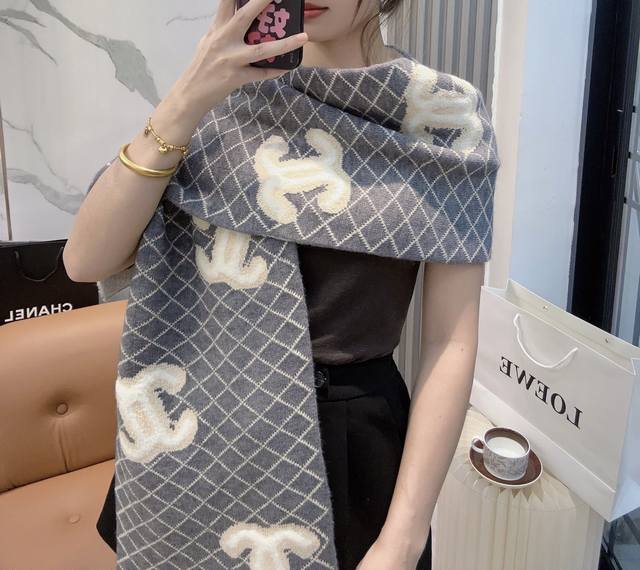 Chanel quilted cashmere scarf, high-end custom fabric, 1:1 replica, soft and flu