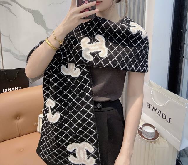 Chanel quilted cashmere scarf, high-end custom fabric, 1:1 replica, soft and flu