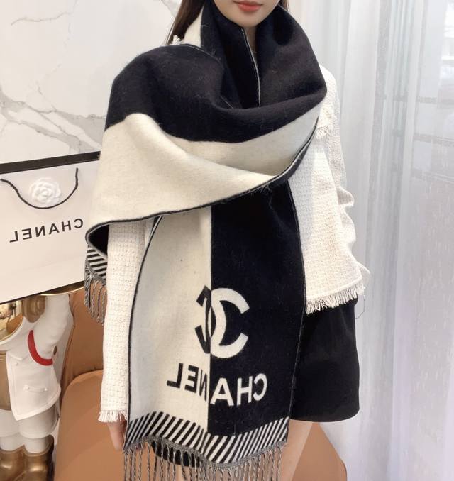 Chanel's new double-sided color-blocked jacquard scarf is predicted to be a huge