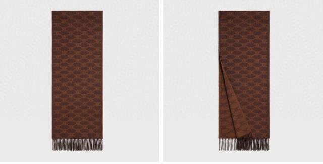 Celine. This year's new Cl logo cashmere long scarf, unisex, double-sided jacqua