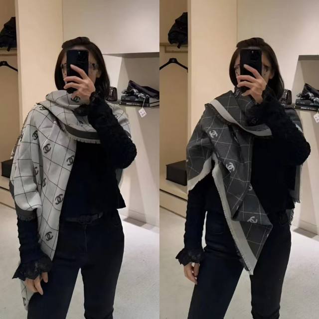 Chanel. The hottest Chanel quilted shawl, a double-sided design for different st