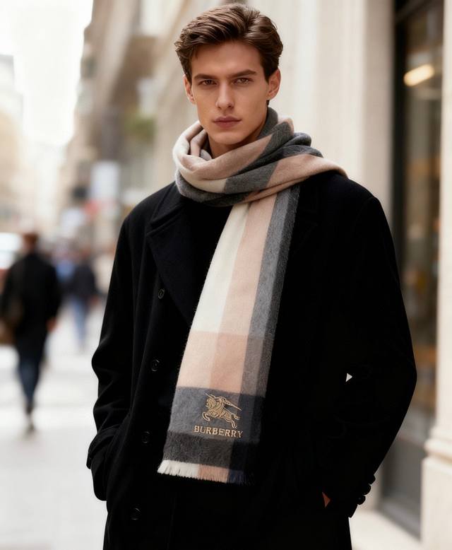 New Burberry Men's and Women's Cashmere Classic Check Shawl Scarf - A high-end p