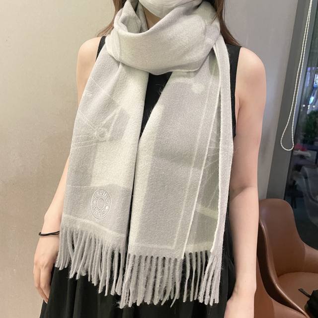 Official website same style water ripple cashmere scarf, Hermes same style scarf