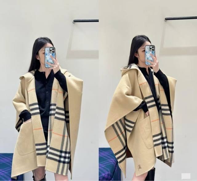 Same style as boutiques! Burberry rugged classic check pattern cape/shawl!! Burb
