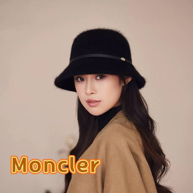 Moncler 2025 New Autumn and Winter Bucket Hat Women's Rabbit Fur Hat Fisherman H