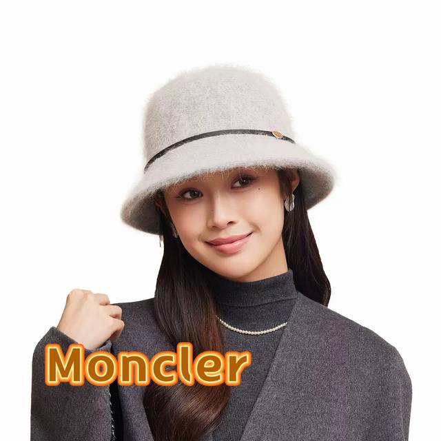 Moncler 2025 New Autumn and Winter Bucket Hat Women's Rabbit Fur Hat Fisherman H