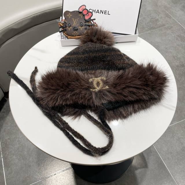 Chanel Winter Versatile Fleece-Lined Thick Knit Hat for Women, Korean Style, Fac