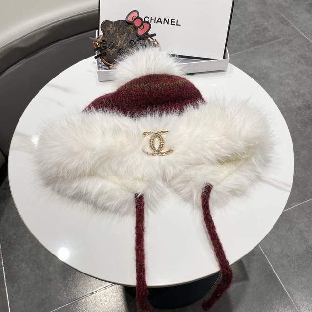 Chanel Winter Versatile Fleece-Lined Thick Knit Hat for Women, Korean Style, Fac