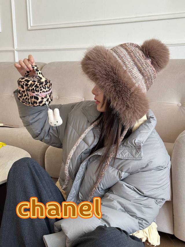 Chanel Winter Versatile Fleece-Lined Thick Knit Hat for Women, Korean Style, Fac