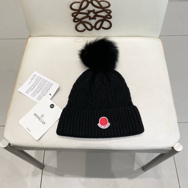 High-quality version!!! Moncler high-quality fox fur pom-pom knitted rabbit wool