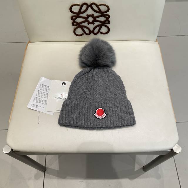 High-quality version!!! Moncler high-quality fox fur pom-pom knitted rabbit wool