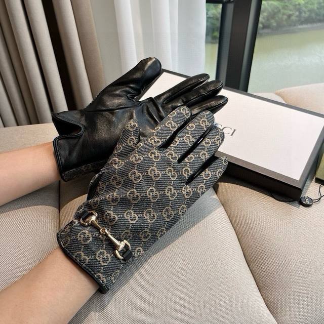 2025 New Exclusive First Release Touchscreen Gloves Gucci New High-End Lambskin