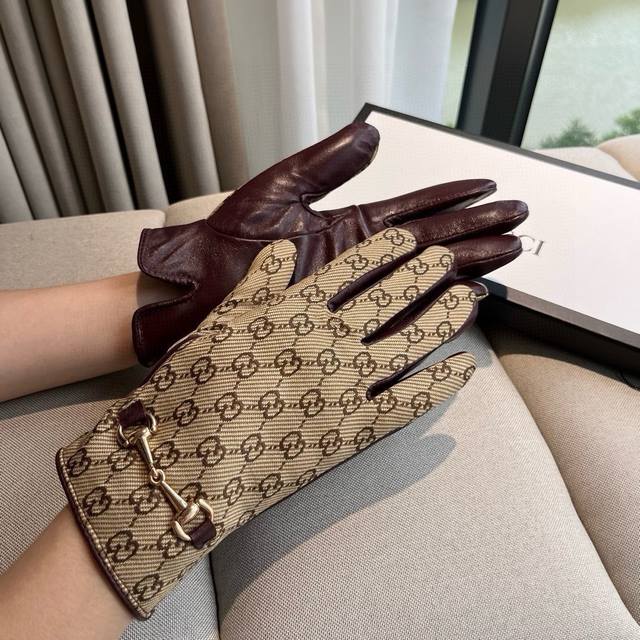 2025 New Exclusive First Release Touchscreen Gloves Gucci New High-End Lambskin