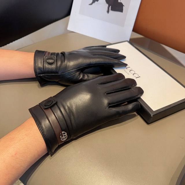 Gucci Men's New Sheepskin Gloves, stylish gloves, warm for autumn and winter wit