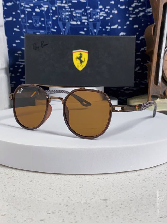 Rayban Ferrari Collaboration Metal Acetate Oval Frame Sunglasses for Women The P