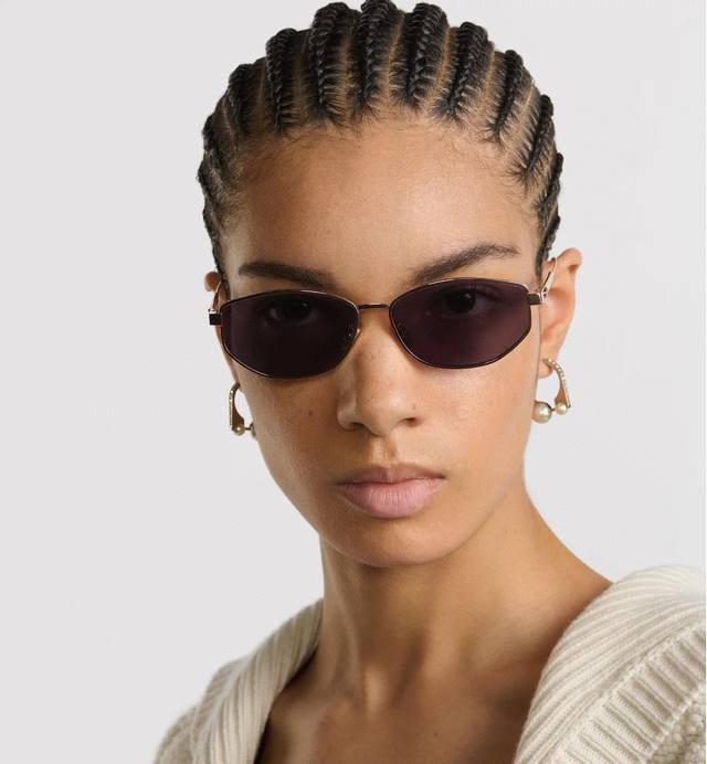 Dior 2025 New Style Sunglasses, Fashionable Metallic Cd Logo Cannage Oval Frame