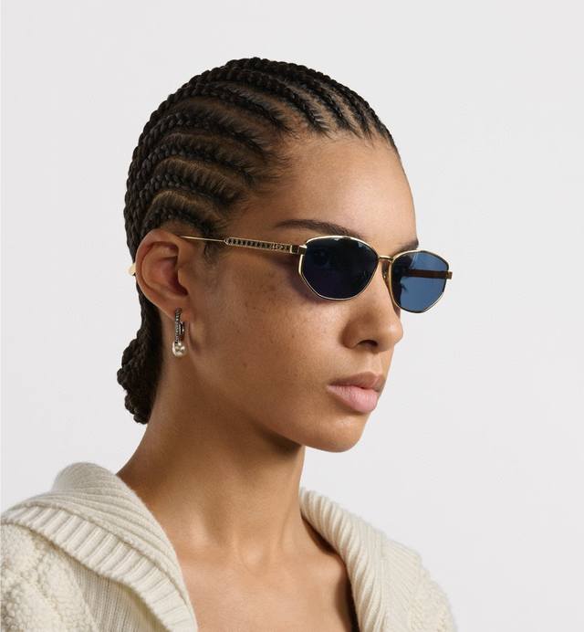 Dior 2025 New Style Sunglasses, Fashionable Metallic Cd Logo Cannage Oval Frame