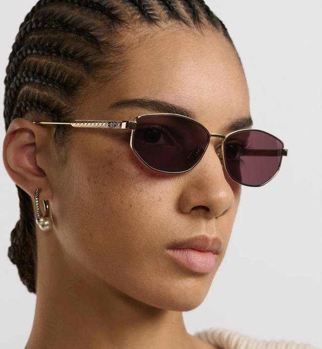 Dior 2025 New Style Sunglasses, Fashionable Metallic Cd Logo Cannage Oval Frame