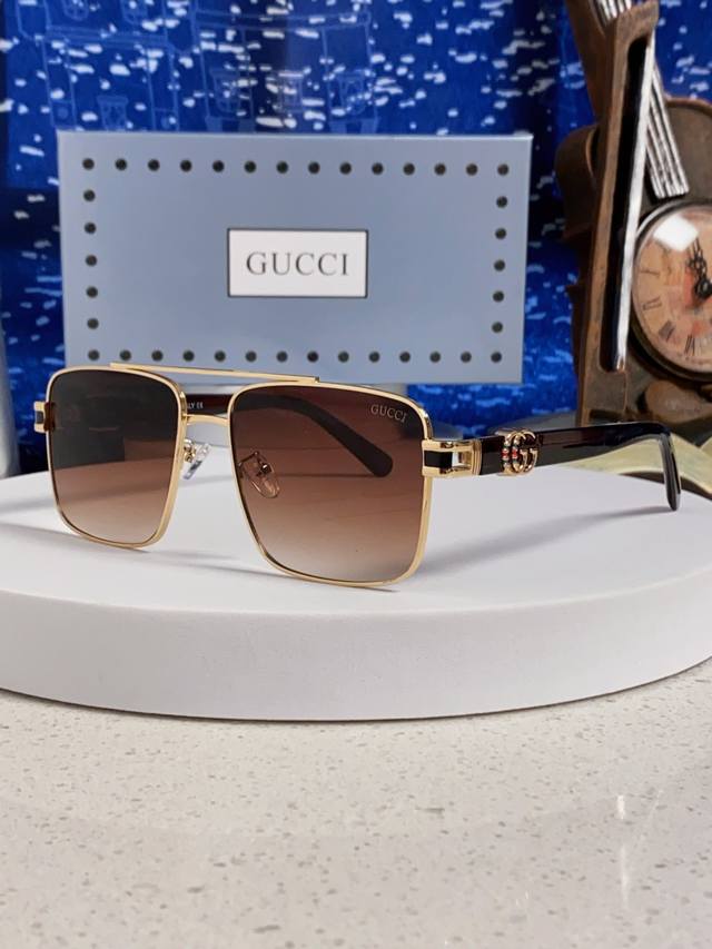 Gucci 2025 Summer Metal Square Sunglasses, Unisex Fashionable Sunglasses, UV Pro