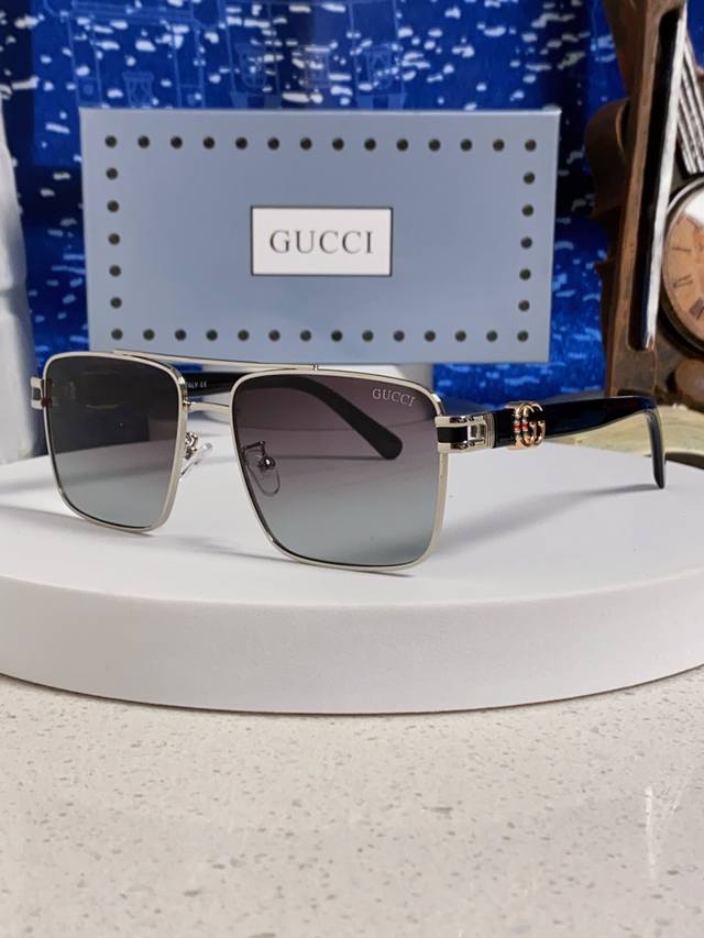 Gucci 2025 Summer Metal Square Sunglasses, Unisex Fashionable Sunglasses, UV Pro