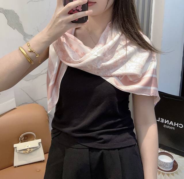 Dior's new 90cm silk scarf, made of top-quality twill silk, offering a baby-skin