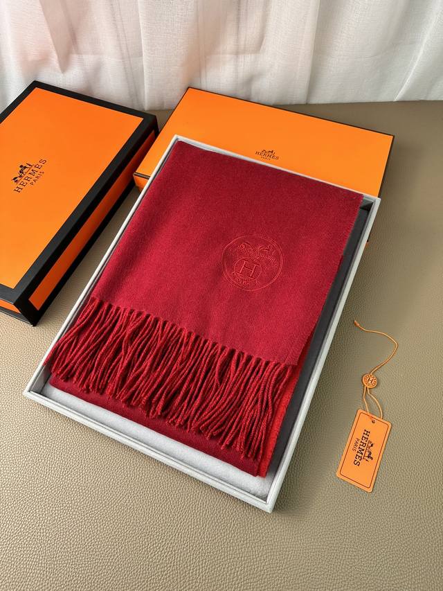 Hermes. Classic double-sided shawl - burgundy with bright red, 1:1 replica from