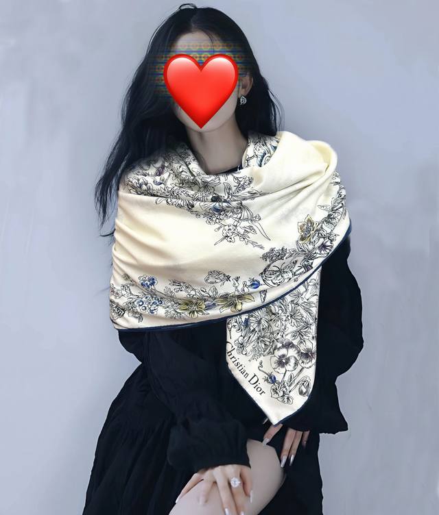 New Dior Double-Sided Silk and Wool Printed Handkerchief. This handkerchief feat