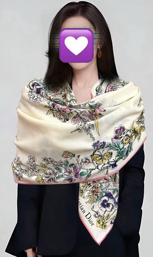 New Dior Double-Sided Silk and Wool Printed Handkerchief. This handkerchief feat