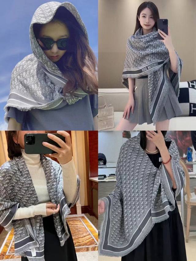 Hot Selling Dior 2025 Latest Boutique Style D-Print Cashmere Square Scarf. A ve