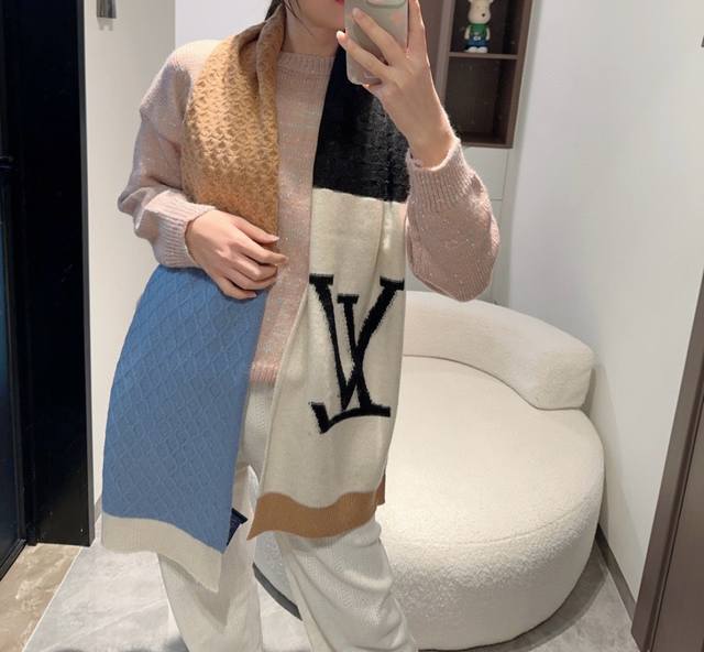Lv Cable Scarf M79445 Lv Cable scarves utilize diverse knitting techniques to cr