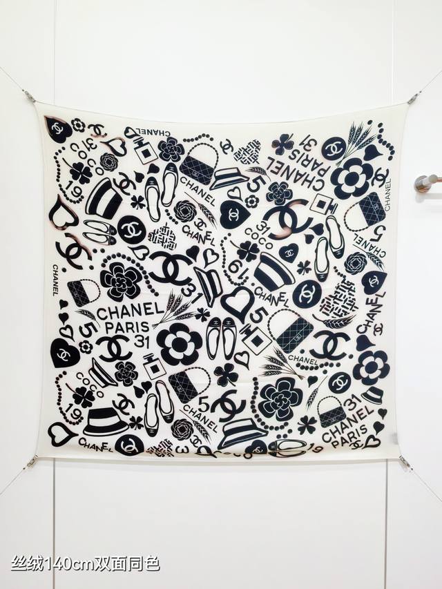 Rcc2590 Double-sided same color 140X140Cm 70% cashmere 30% silk Chanel DDD