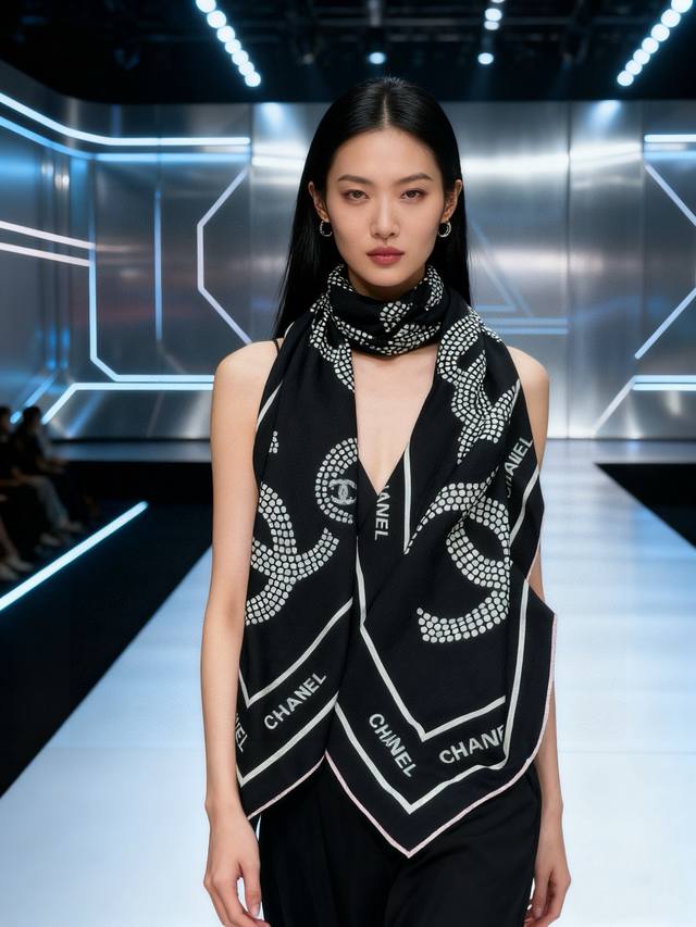 Chanel ~25p 140 Top-grade Double-sided Velvet Shawl A perfect collision design o