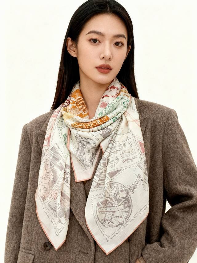 2025 Autumn/Winter Pre-Arrival Double-Sided Tonal Velvet Shawl Hand-rolled Edge