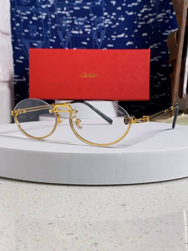 Carter 2025 New Small Round Frame European and American Retro Frameless Chamfere