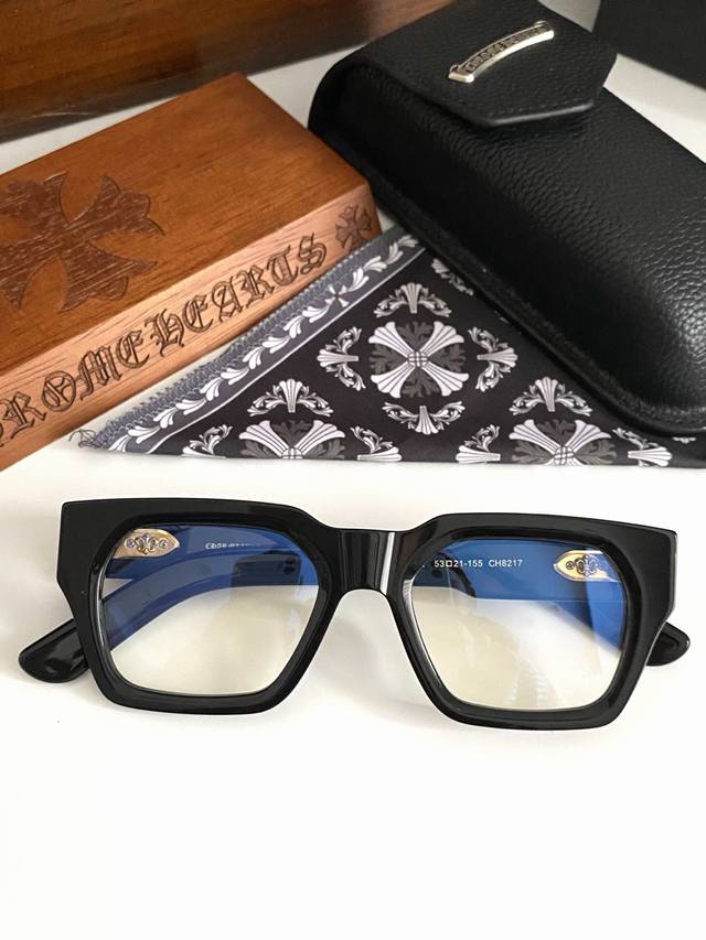 Large Frame Thick Acetate Glasses Chrome Heart Thick Frame Wide Logo Bold and D