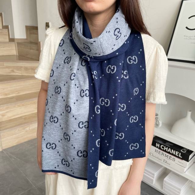 2025 Newest Gucci Scarf from the Boutique - A Hot Arrival! Top-Tier Yarn-Dyed Cr