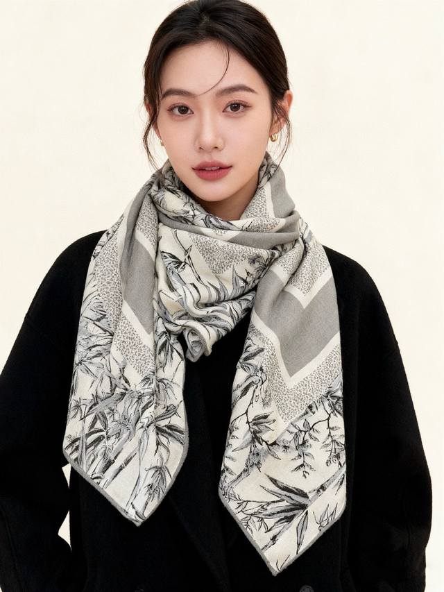 Dior 140 Velvet Reversible Tonal Print Shawl 140cm Velvet Fabric Multicolor Mill